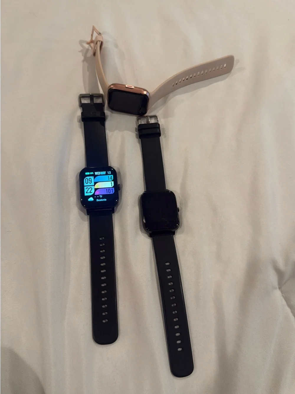 Smart Fitness Watch with Black and Rose Gold Bands